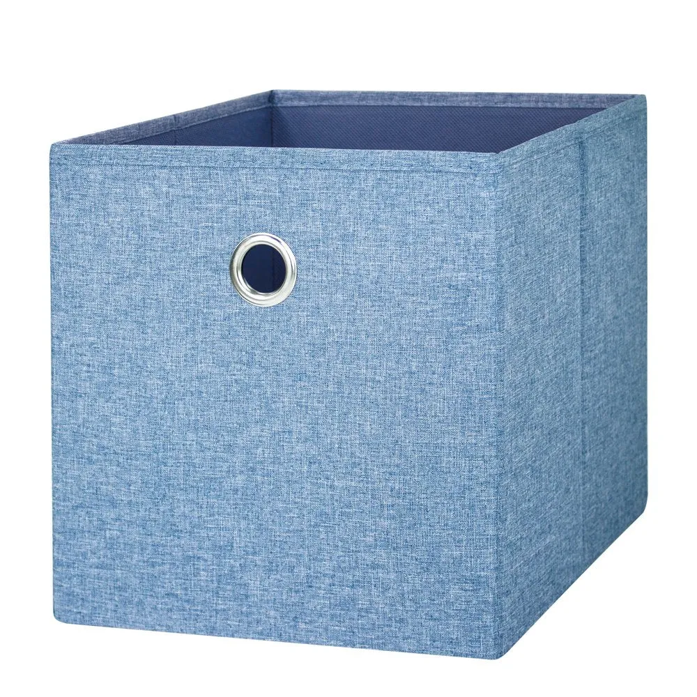 Collapsible Fabric Cube Storage Bins (10.5" x 10.5"), 4 pack, Grey Flannel