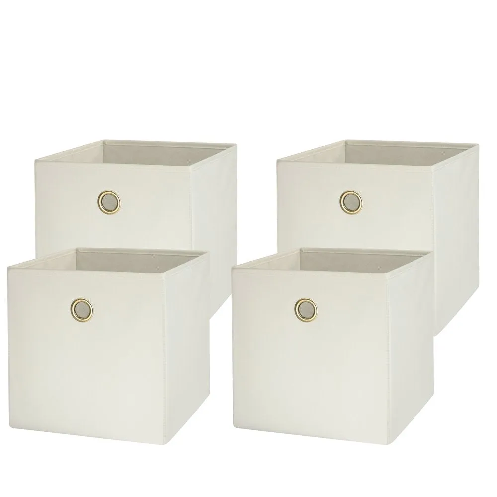 Collapsible Fabric Cube Storage Bins (10.5" x 10.5"), 4 pack, Grey Flannel