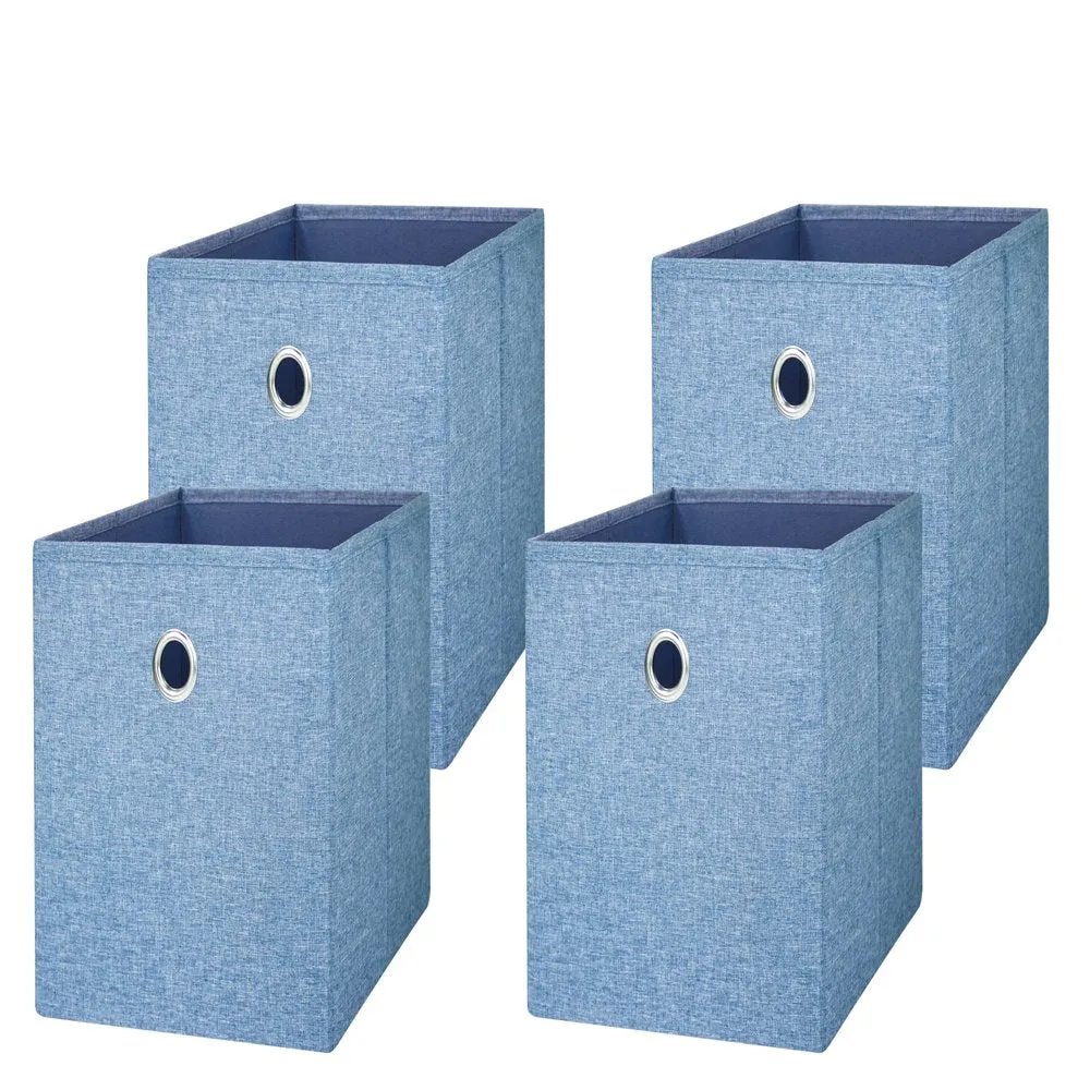 Collapsible Fabric Cube Storage Bins (10.5" x 10.5"), 4 pack, Grey Flannel
