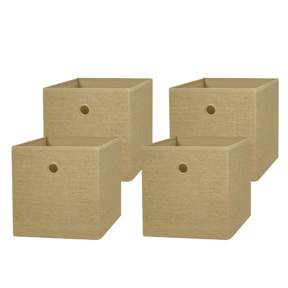 Collapsible Fabric Cube Storage Bins (10.5" x 10.5"), 4 pack, Grey Flannel