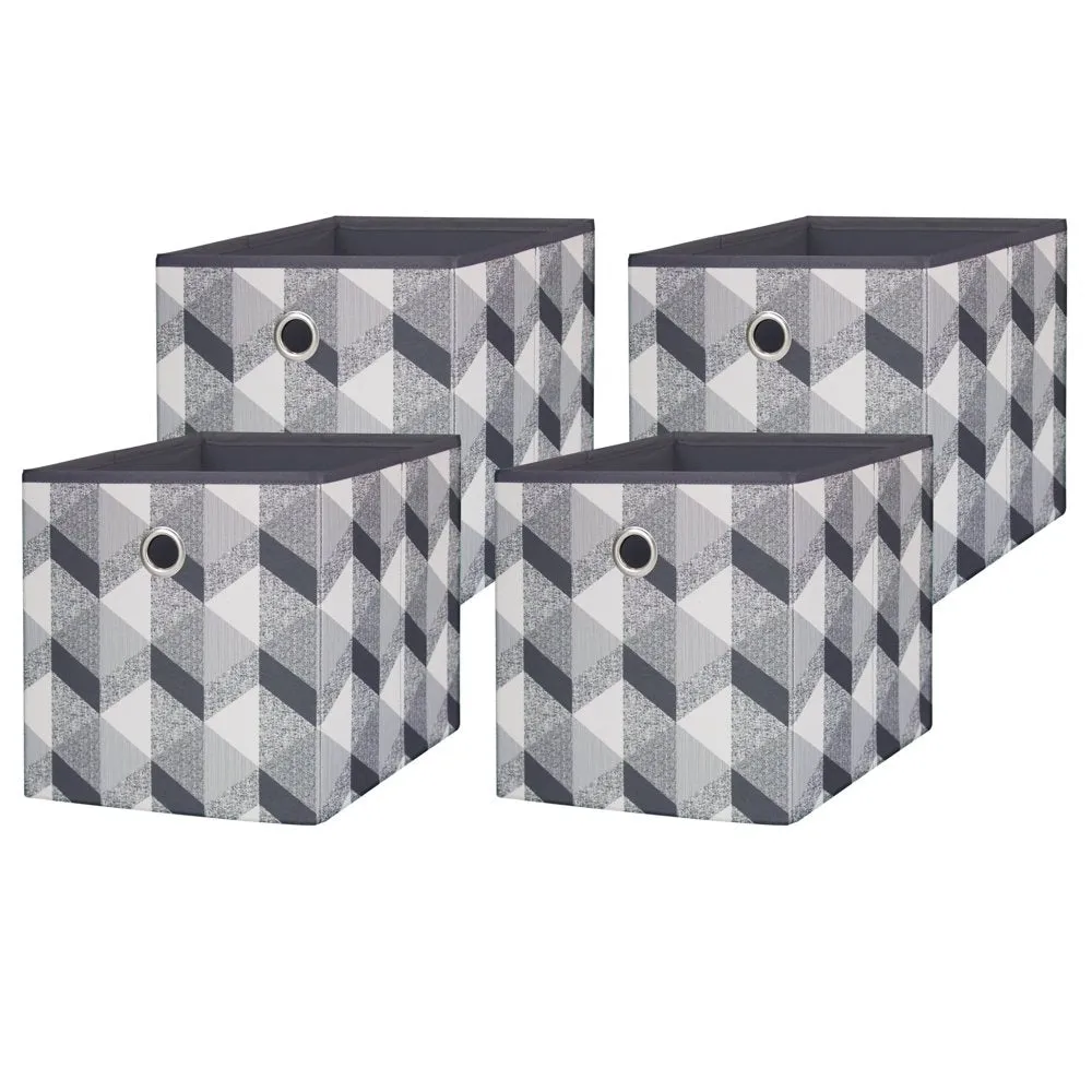 Collapsible Fabric Cube Storage Bins (10.5" x 10.5"), 4 pack, Grey Flannel