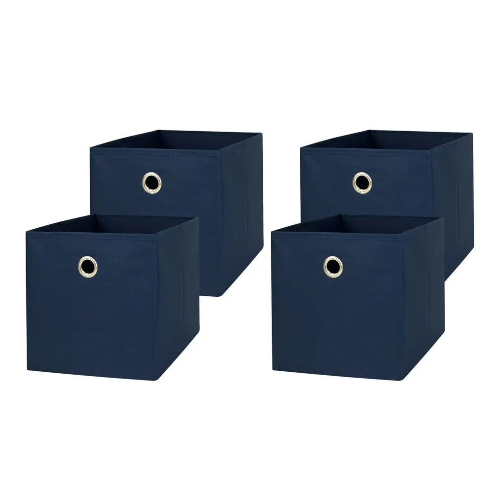 Collapsible Fabric Cube Storage Bins (10.5" x 10.5"), 4 pack, Grey Flannel