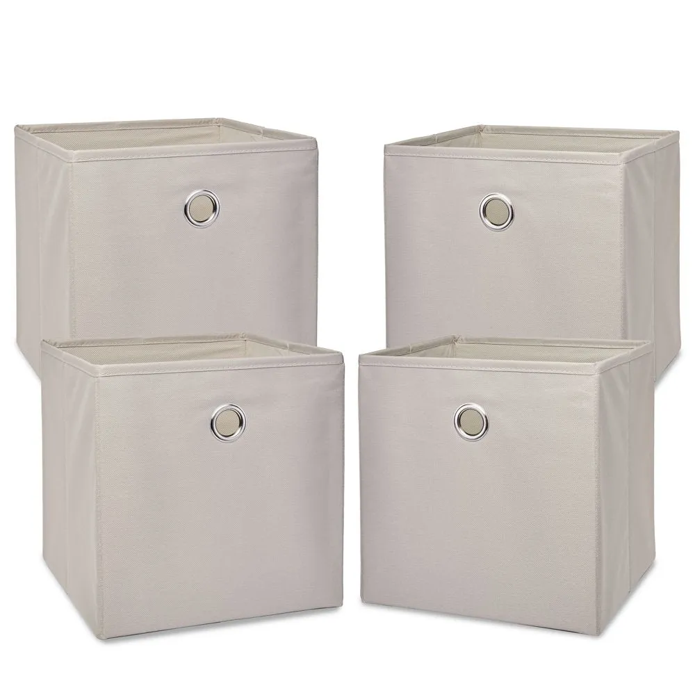 Collapsible Fabric Cube Storage Bins (10.5" x 10.5"), 4 pack, Grey Flannel