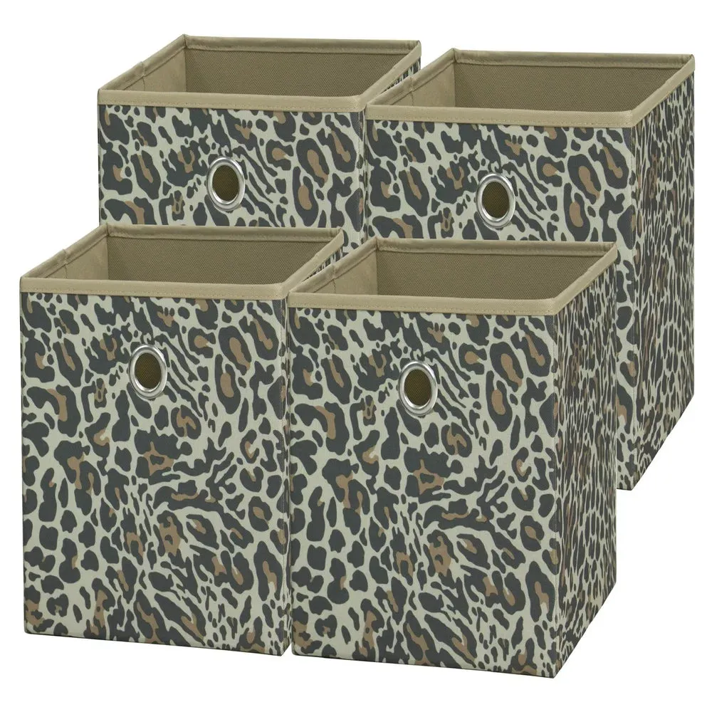 Collapsible Fabric Cube Storage Bins (10.5" x 10.5"), 4 pack, Grey Flannel