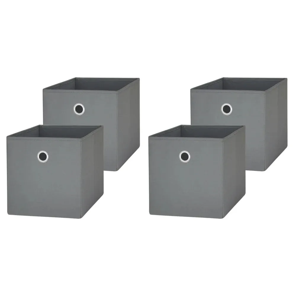 Collapsible Fabric Cube Storage Bins (10.5" x 10.5"), 4 pack, Grey Flannel