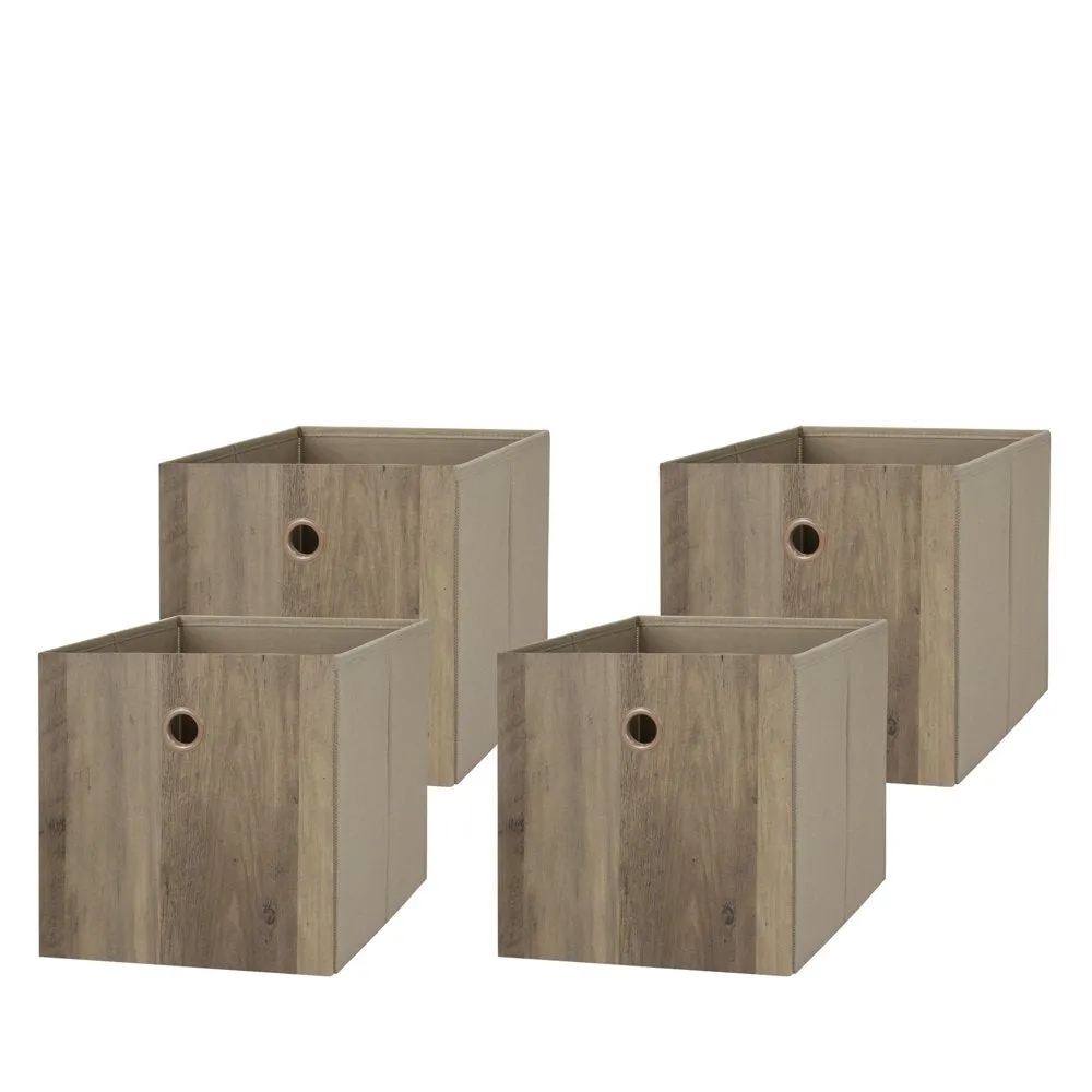 Collapsible Fabric Cube Storage Bins (10.5" x 10.5"), 4 pack, Grey Flannel
