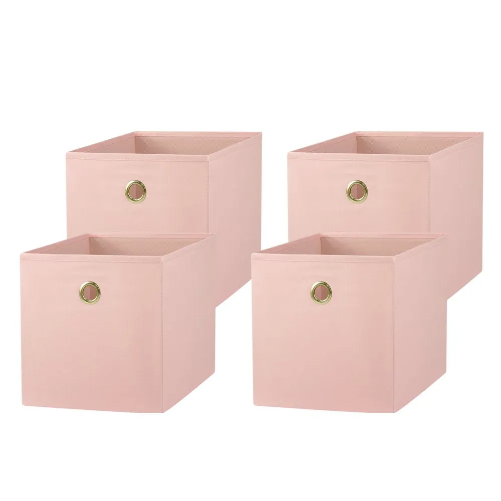 Collapsible Fabric Cube Storage Bins (10.5" x 10.5"), 4 pack, Grey Flannel