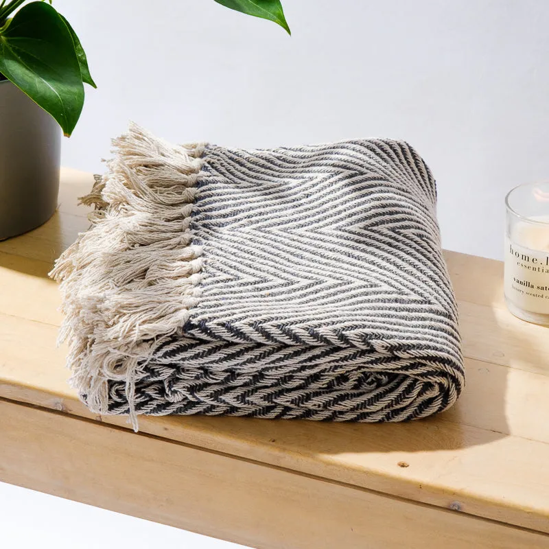 Cotton Bay Ziggy Throw - Dark Grey