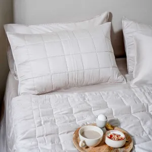 Cotton Bedcover with 2 Pillow Covers | Box Quilted Design | Light Beige