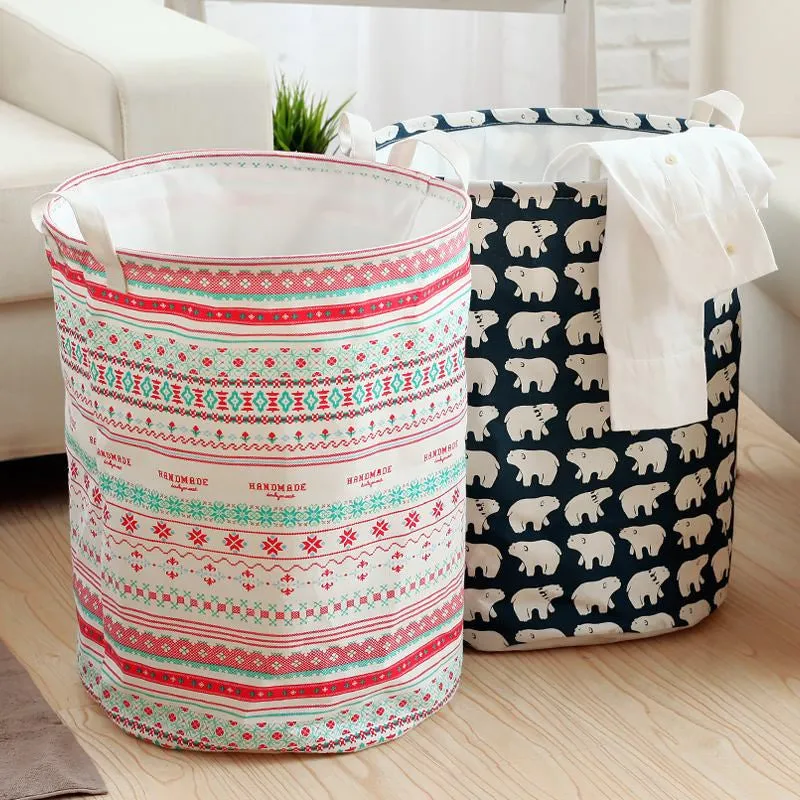 Cotton Drawstring Laundry Box Foldable Clothing Toys Holder Container Home Storage Organizer Accessories Supplies Gear Product