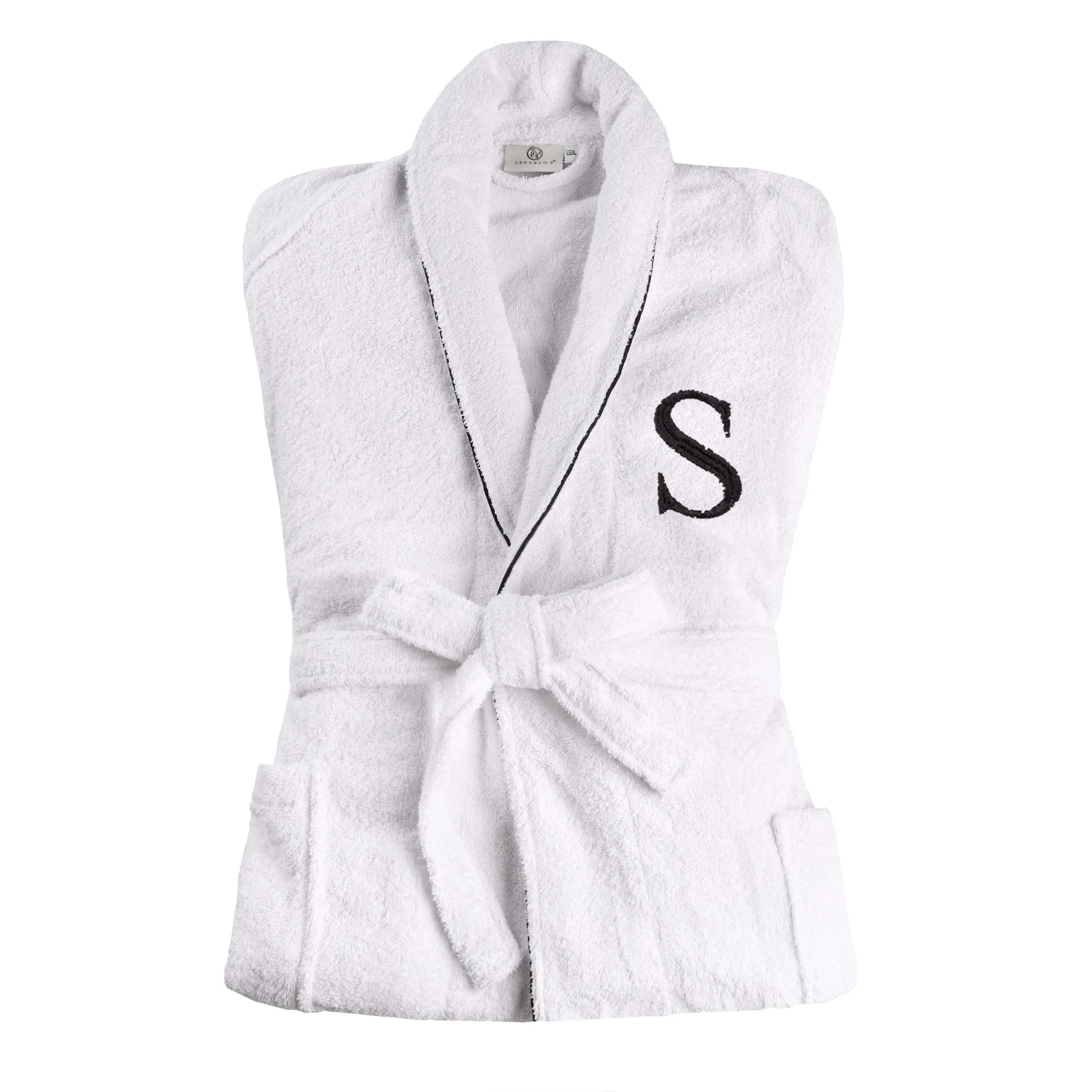 Cotton Embroidered Bathrobe Adults Unisex Bath Robe for Men and Women