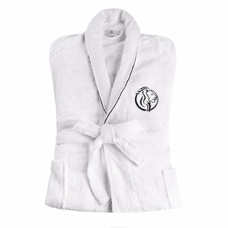 Cotton Embroidered Bathrobe Adults Unisex Bath Robe for Men and Women