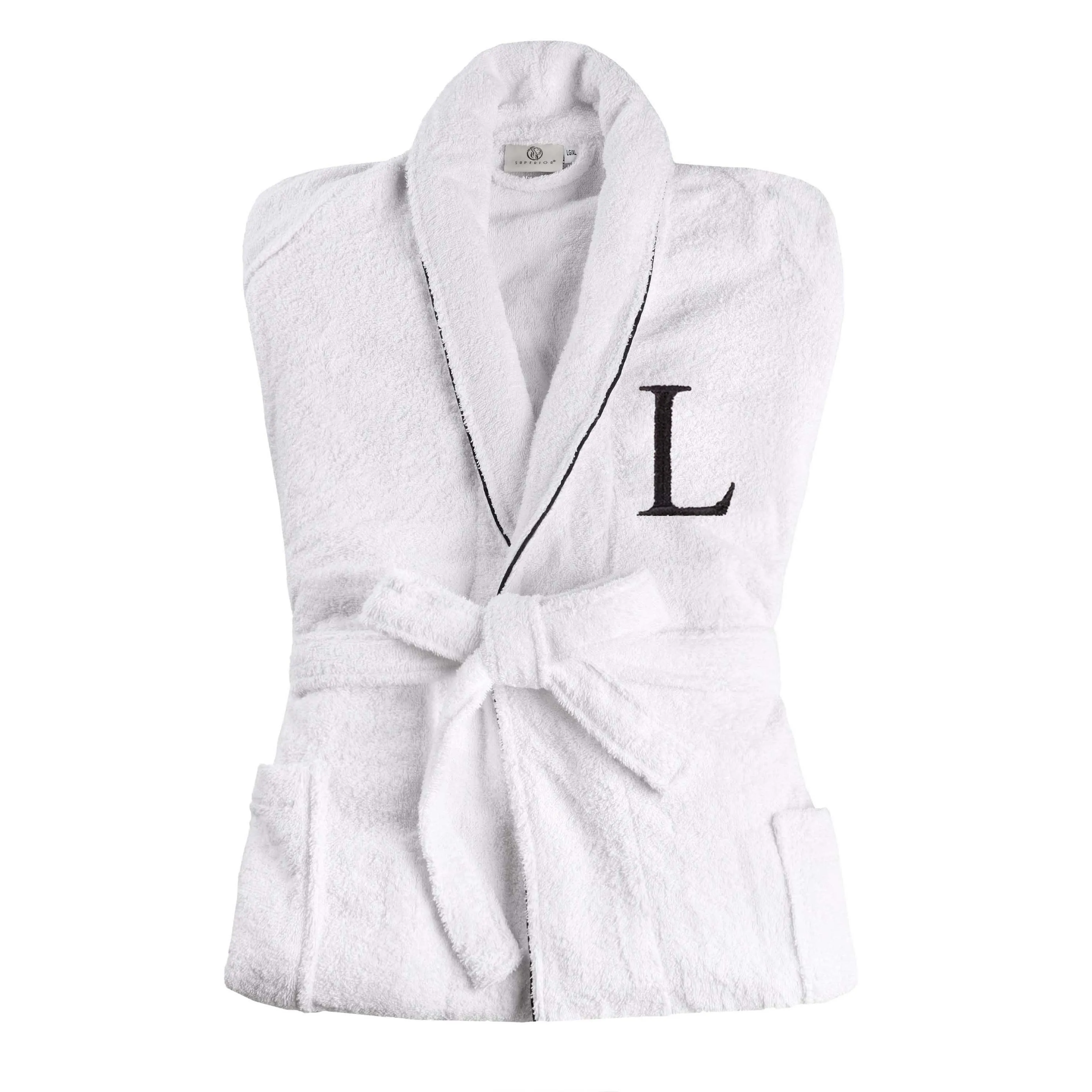 Cotton Embroidered Bathrobe Adults Unisex Bath Robe for Men and Women