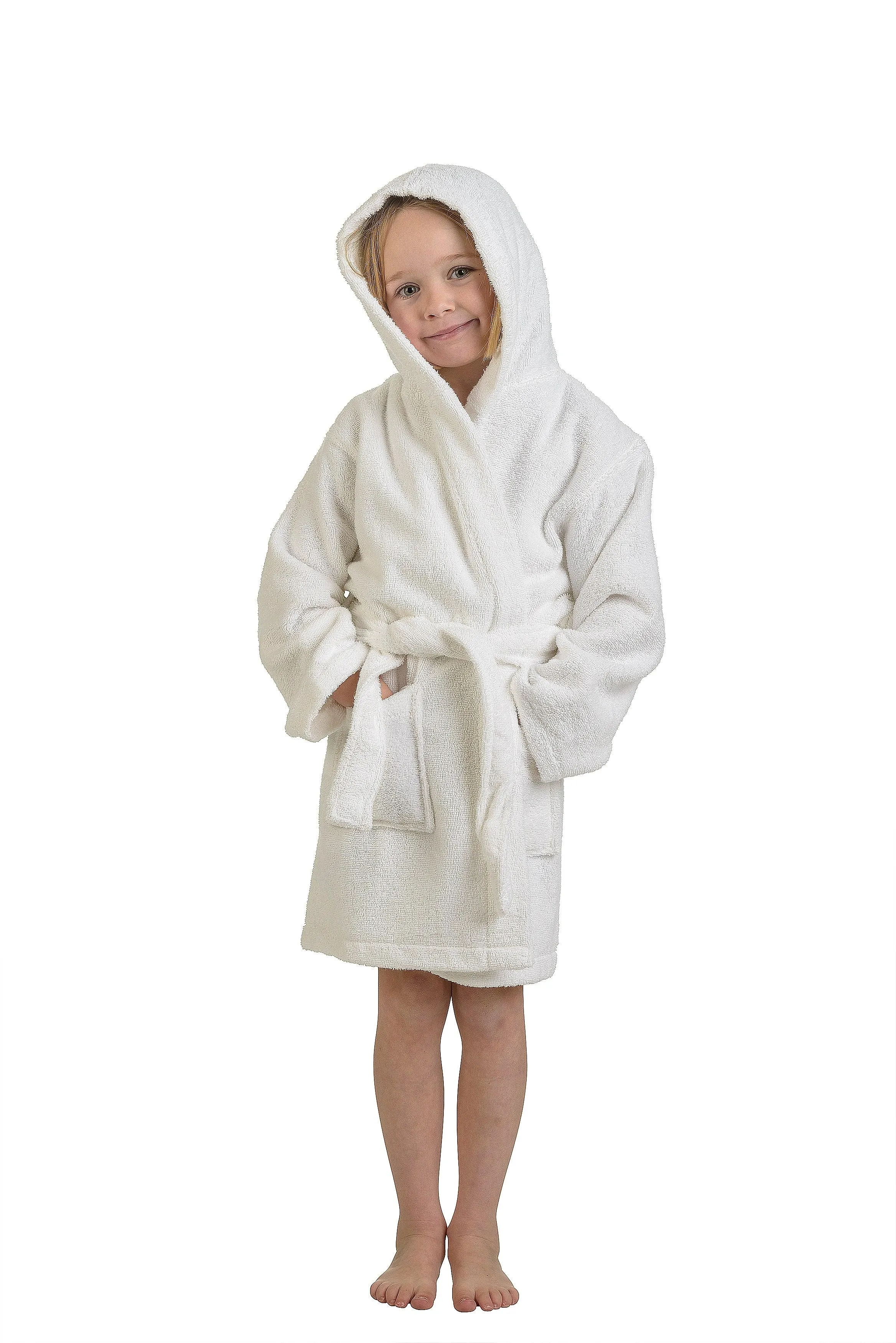 Cotton Terry Bath Robe Boys Girls Kids Unisex Hooded Bathrobe