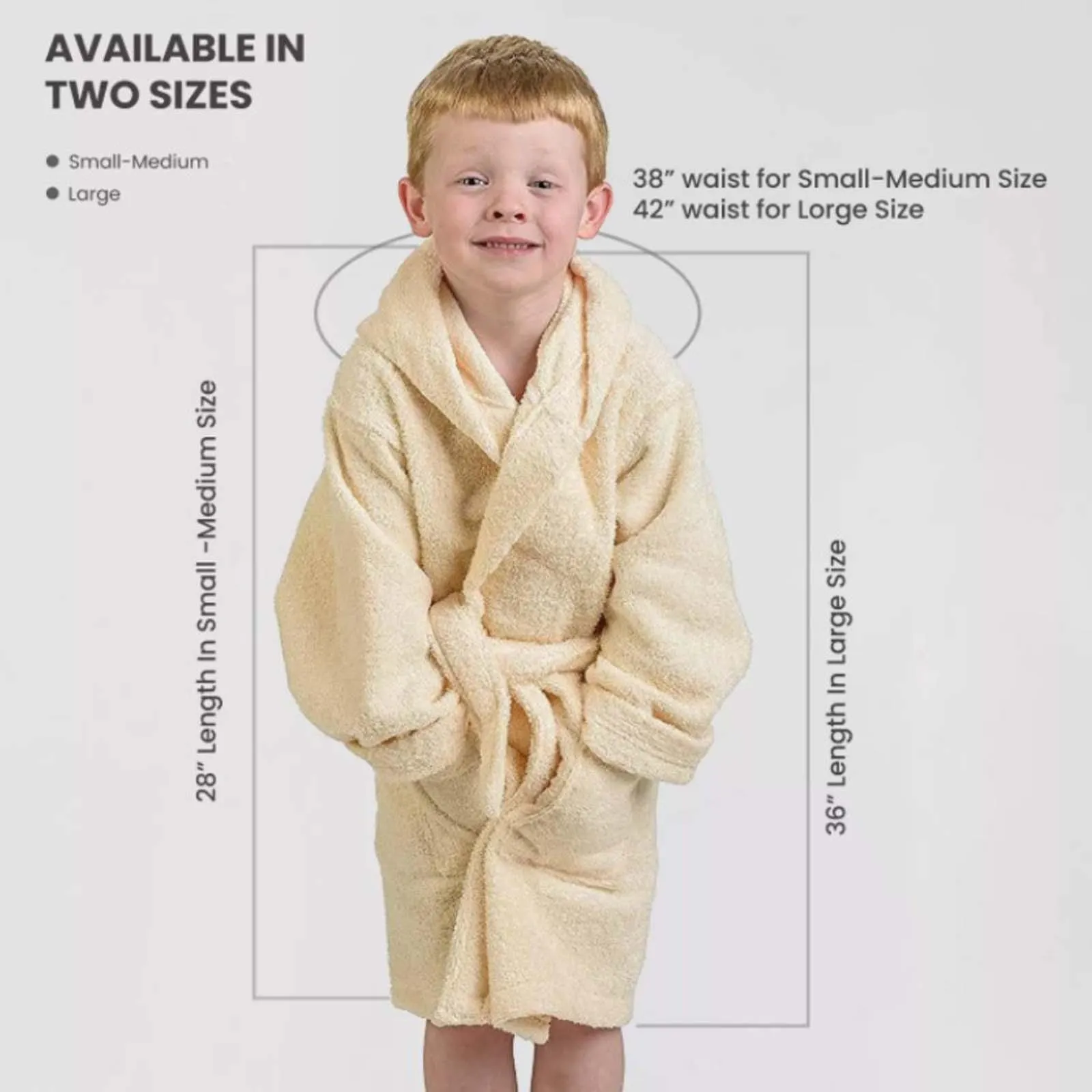 Cotton Terry Bath Robe Boys Girls Kids Unisex Hooded Bathrobe