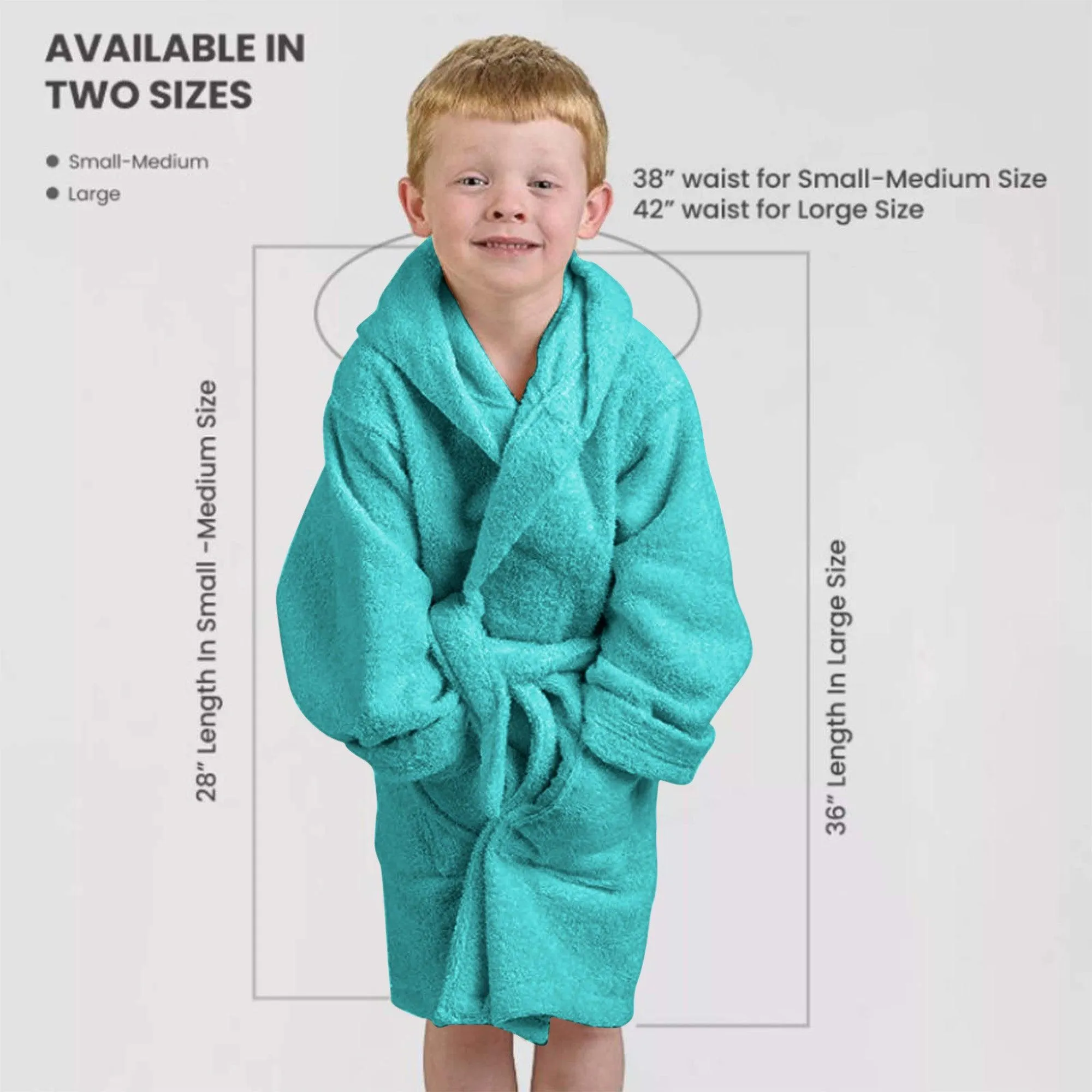 Cotton Terry Bath Robe Boys Girls Kids Unisex Hooded Bathrobe