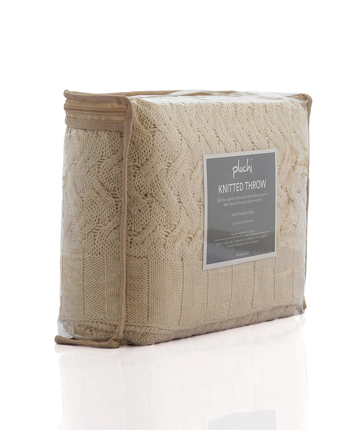 CRISS CROSS - Natural Color 100% Cotton Knitted All Season AC Throw Blanket