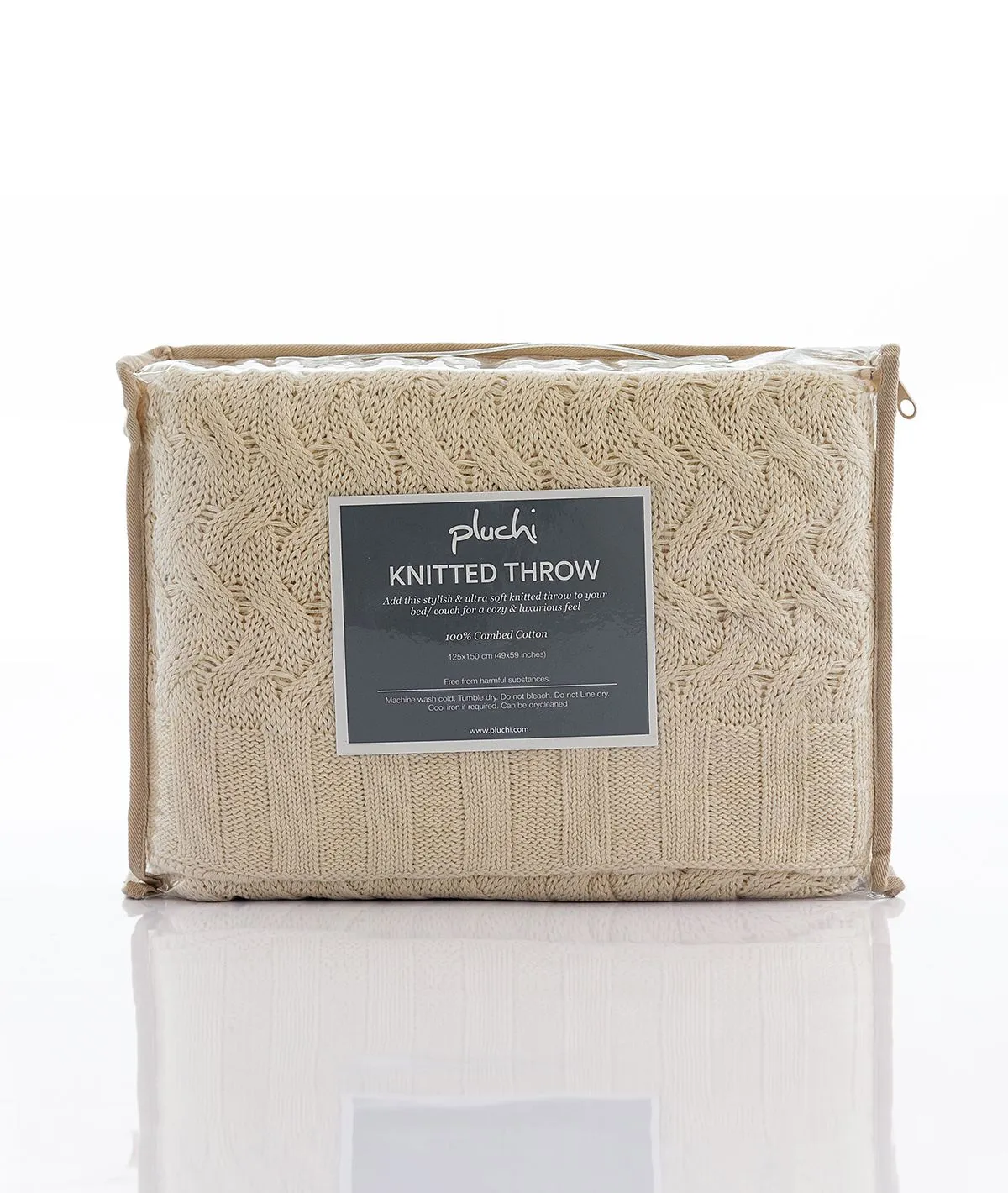 CRISS CROSS - Natural Color 100% Cotton Knitted All Season AC Throw Blanket