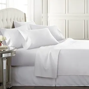 Danjor Linens Queen Sheet Set - 6 Piece Set Including 4 Pillowcases - Deep Pockets - Breathable, Soft Bed Sheets - Wrinkle Free - Machine Washable - White Sheets for Queen Size Bed - 6 pc