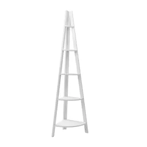 Display 5 Tier Corner Ladder Shelf Home Storage Plant Stand Bookshelf White