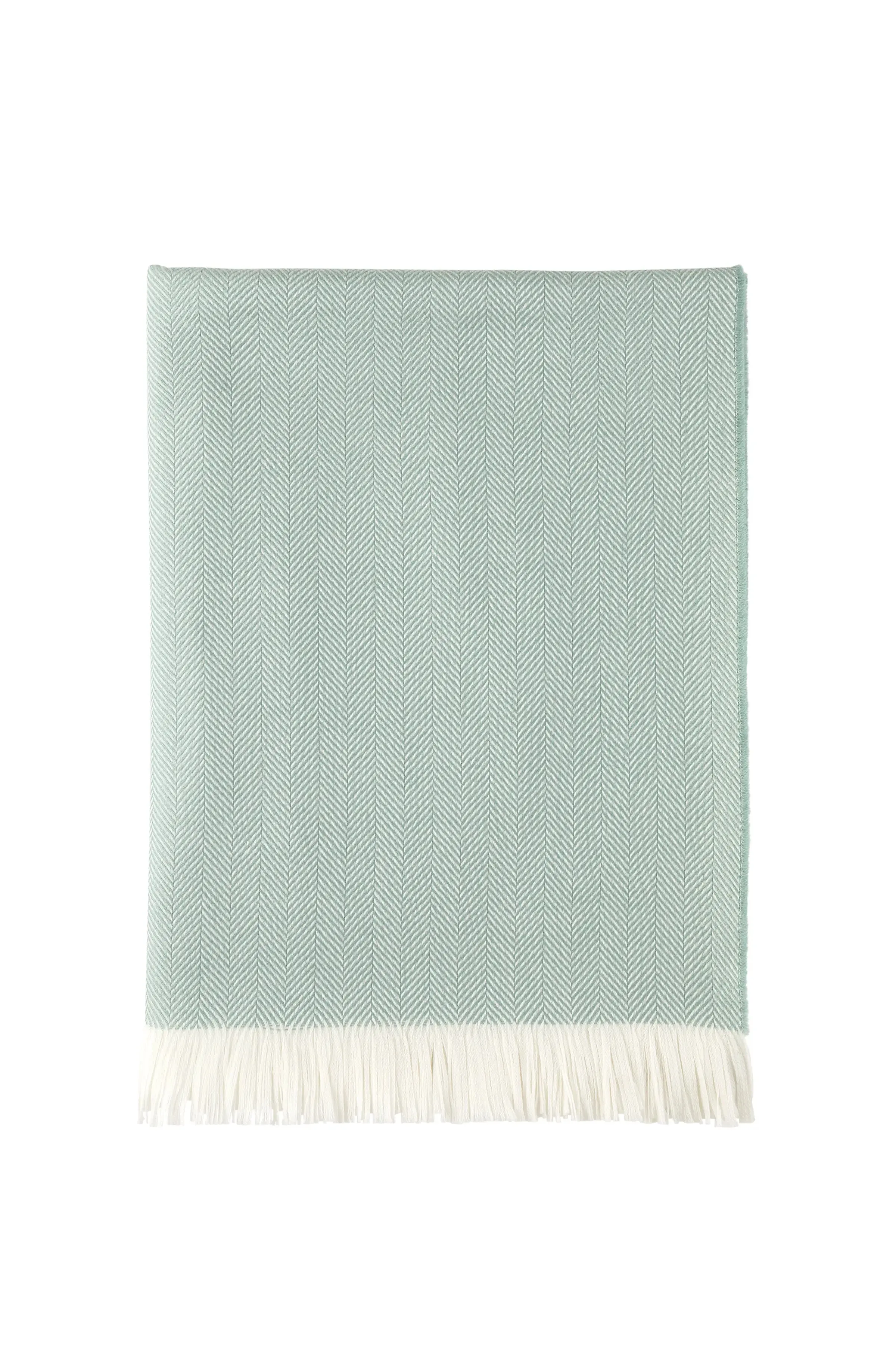 Duck Egg Herringbone Merino Throw