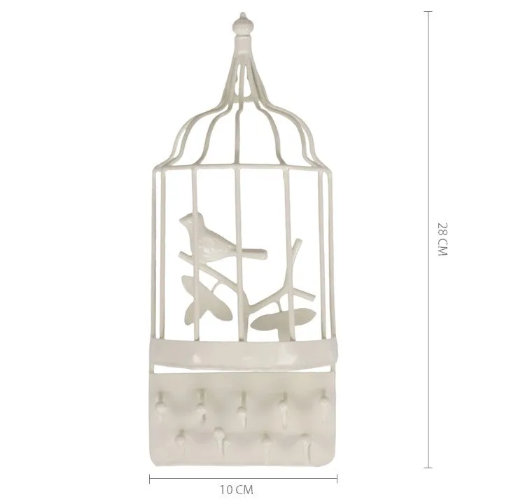 Elan Cage Hooks, Key Holder for Wall, Jewlery Organiser (Off White)