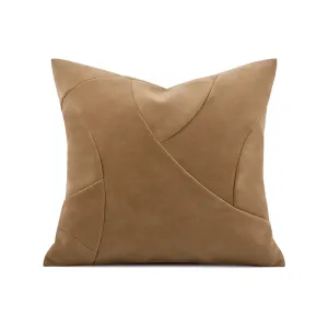 Faux Leather Khaki Throw Cushion