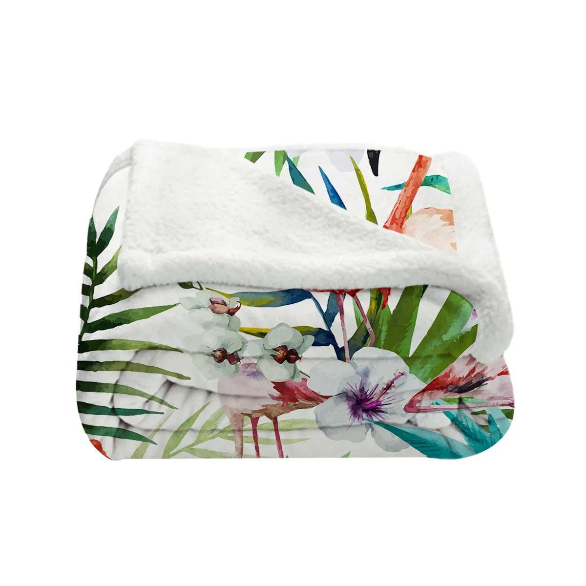 Flamingo Tropics Sherpa Blanket