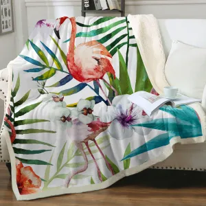 Flamingo Tropics Sherpa Blanket