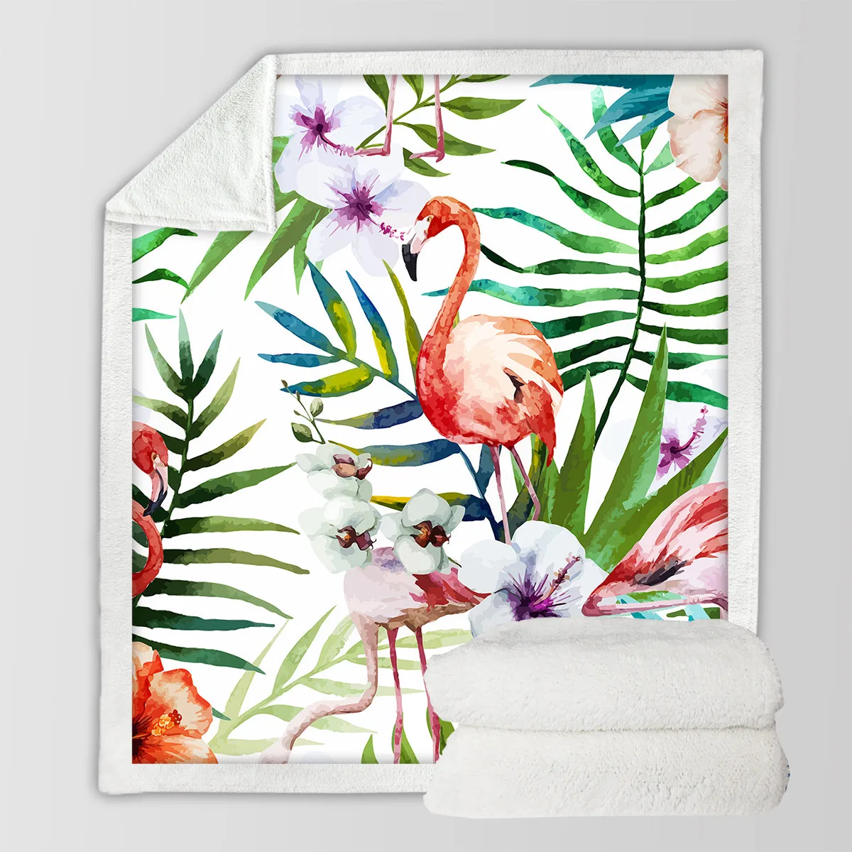Flamingo Tropics Sherpa Blanket