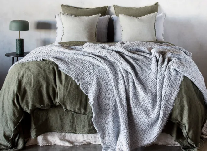Flora Linen Blanket - Snow