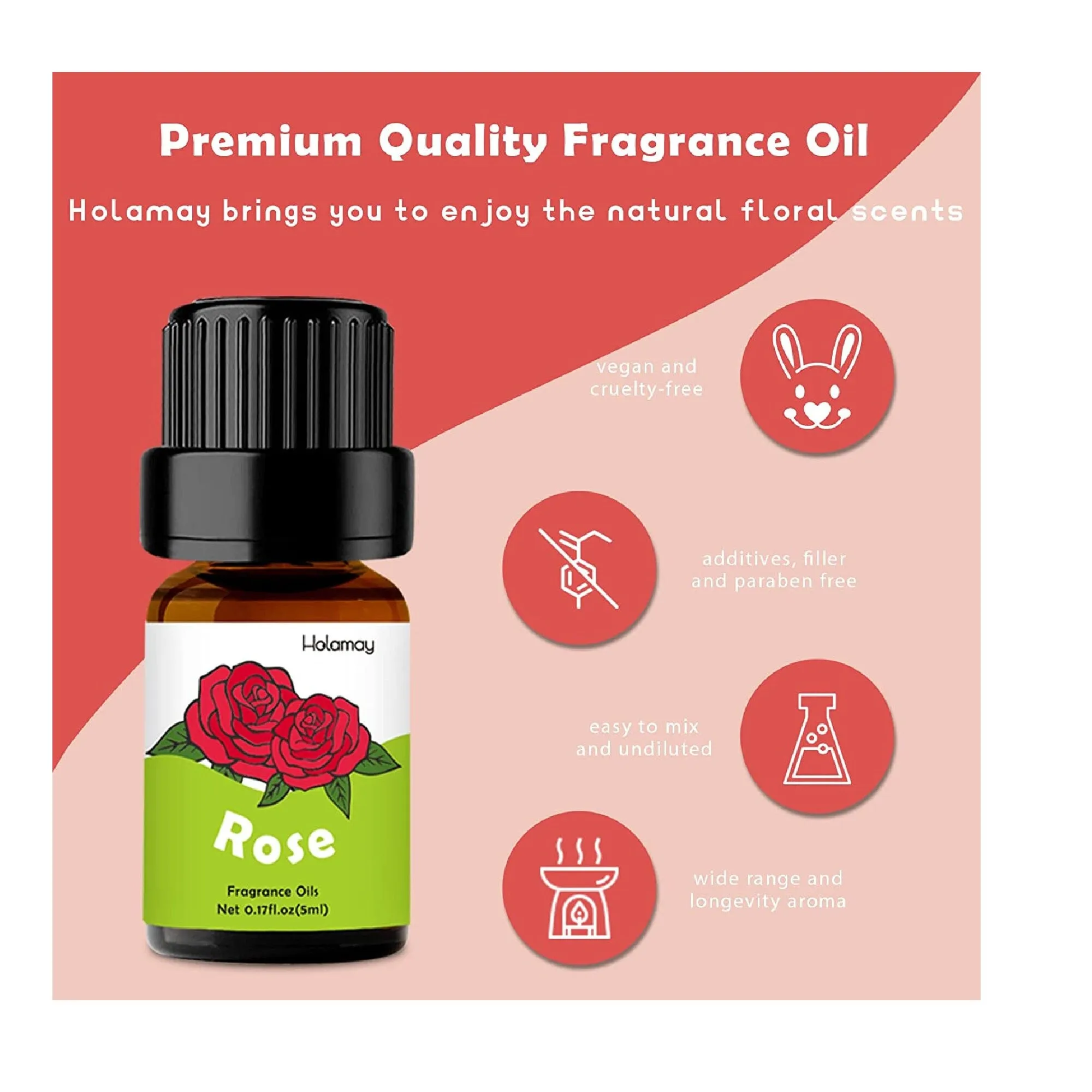 Floral Essential Oils | Holamay Premium Fragrance Oil For Candle Making | 5ml x 10