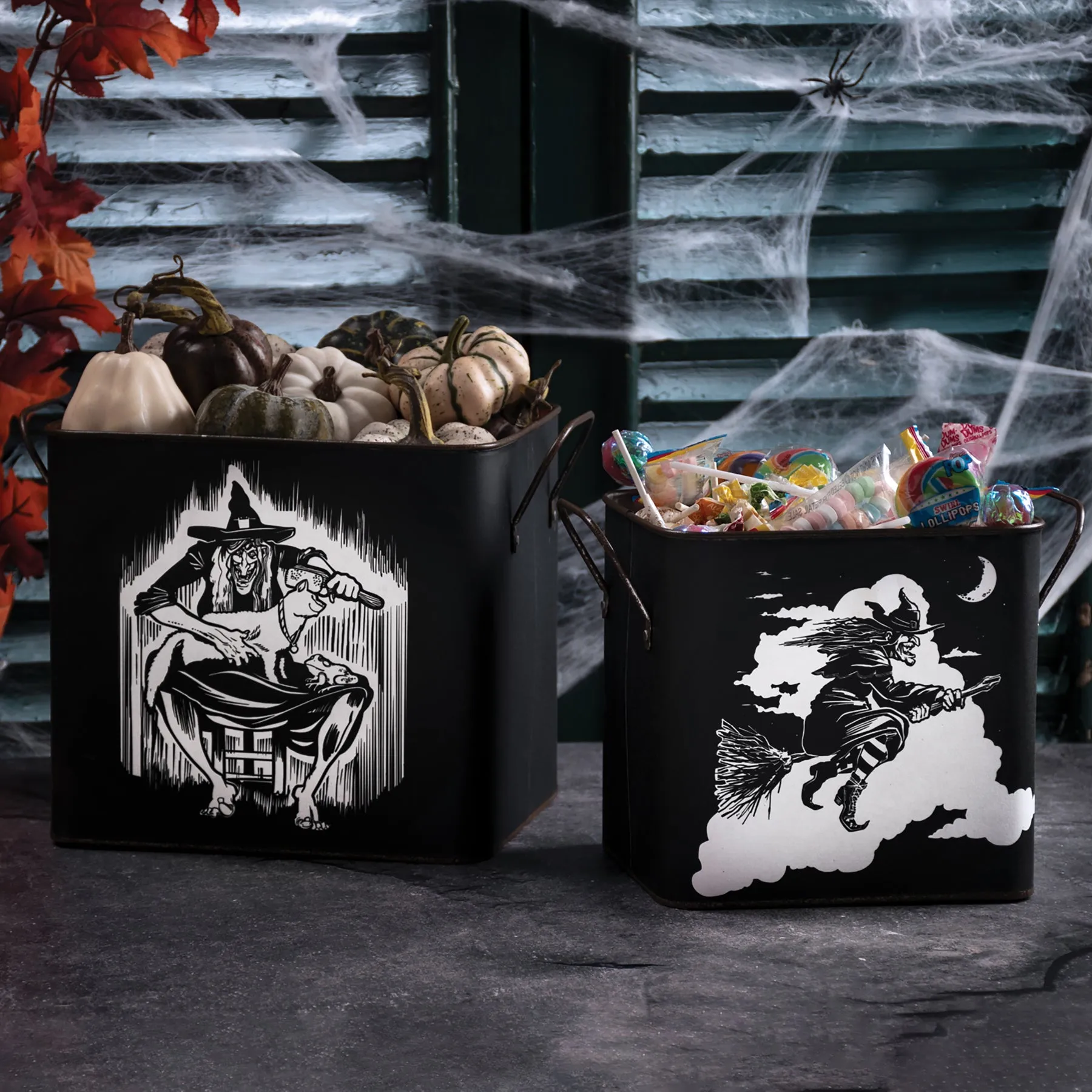 Flying Witch And Cat Bin Set
