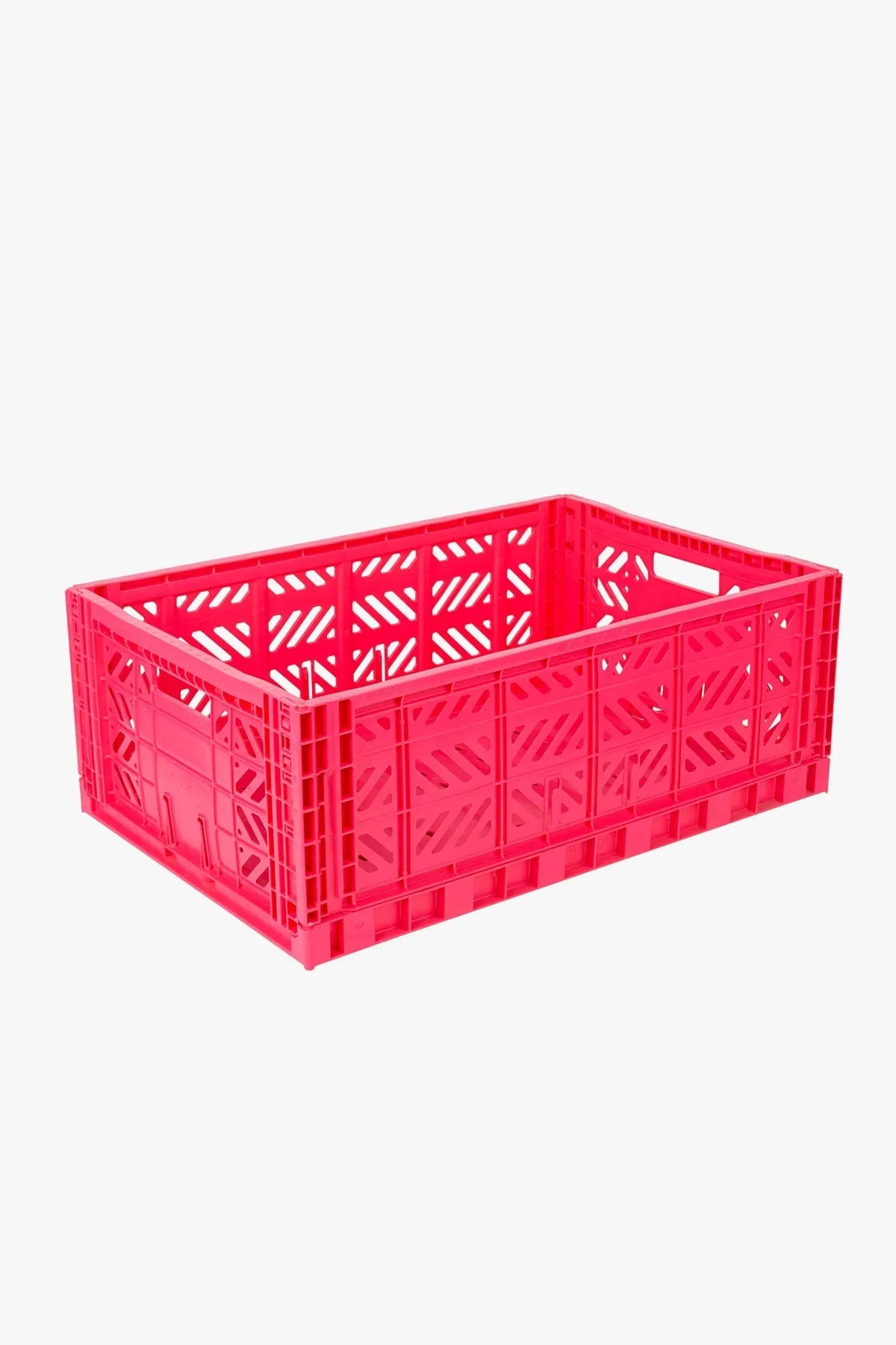 Foldable Storage Bins, Plastic Crate for Storage, Collapsible Crate, Utility Stackable Box Large Dark Pink