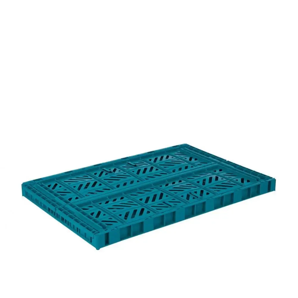 Foldable Storage Bins, Plastic Crate for Storage, Collapsible Crate, Utility Stackable Box Large Peacock Green