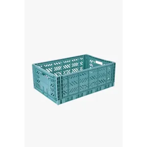 Foldable Storage Bins, Plastic Crate for Storage, Collapsible Crate, Utility Stackable Box Large Teal