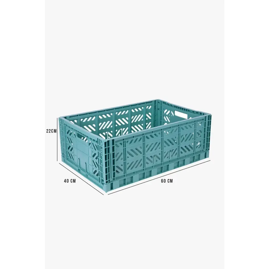 Foldable Storage Bins, Plastic Crate for Storage, Collapsible Crate, Utility Stackable Box Large Teal