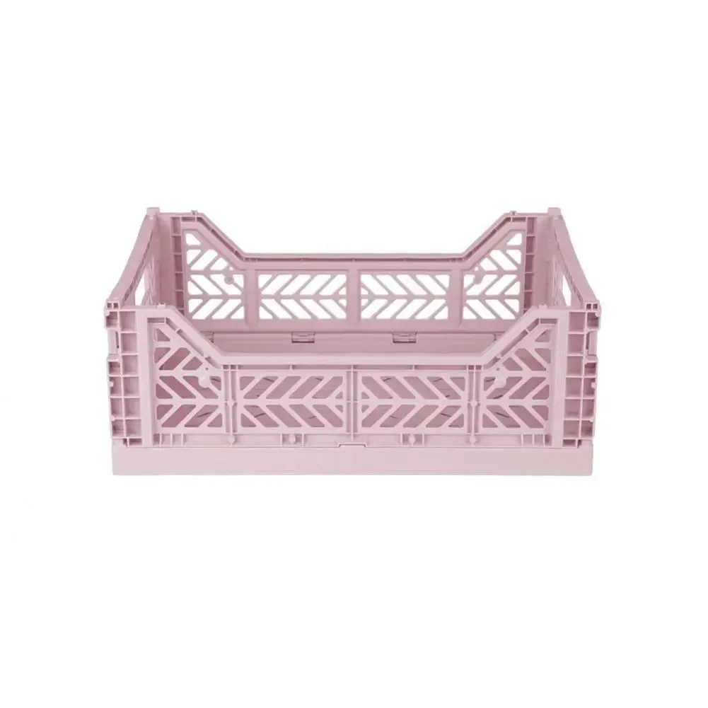 Foldable Storage Bins, Plastic Crate for Storage, Collapsible Crate, Utility Stackable Box Medium Cherry Blossom