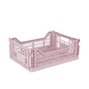 Foldable Storage Bins, Plastic Crate for Storage, Collapsible Crate, Utility Stackable Box Medium Cherry Blossom