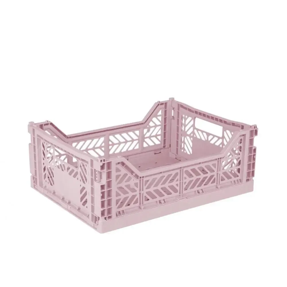 Foldable Storage Bins, Plastic Crate for Storage, Collapsible Crate, Utility Stackable Box Medium Cherry Blossom
