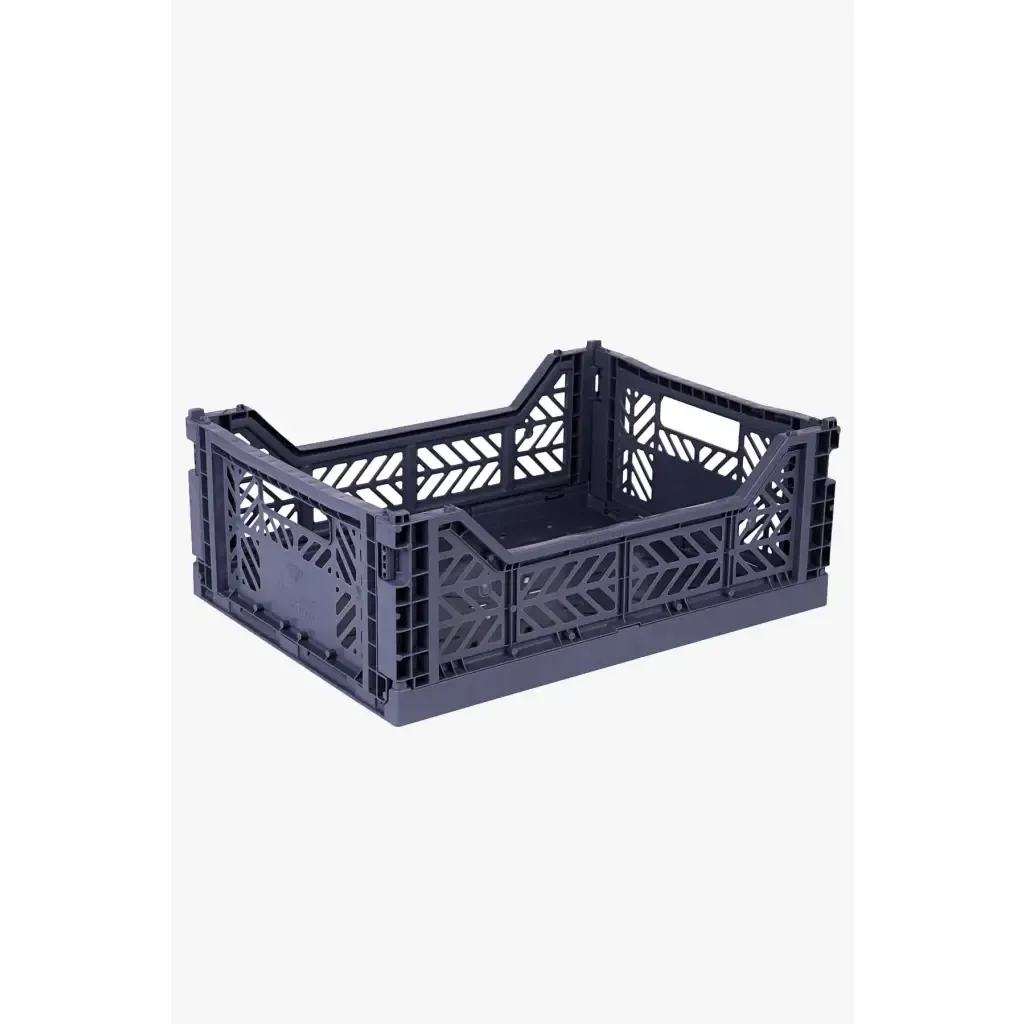 Foldable Storage Bins, Plastic Crate for Storage, Collapsible Crate, Utility Stackable Box Medium Cobalt Blue