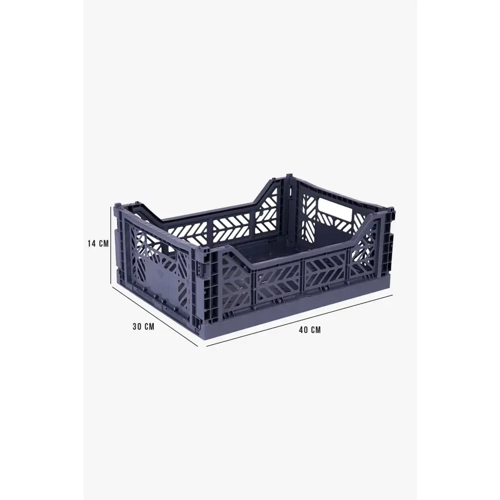 Foldable Storage Bins, Plastic Crate for Storage, Collapsible Crate, Utility Stackable Box Medium Cobalt Blue