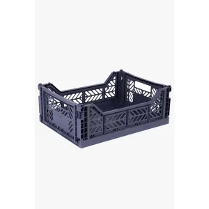 Foldable Storage Bins, Plastic Crate for Storage, Collapsible Crate, Utility Stackable Box Medium Cobalt Blue