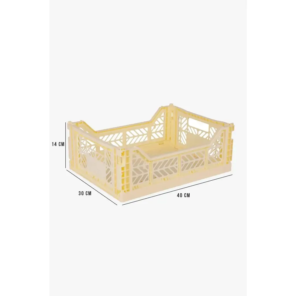 Foldable Storage Bins, Plastic Crate for Storage, Collapsible Crate, Utility Stackable Box Medium Cream