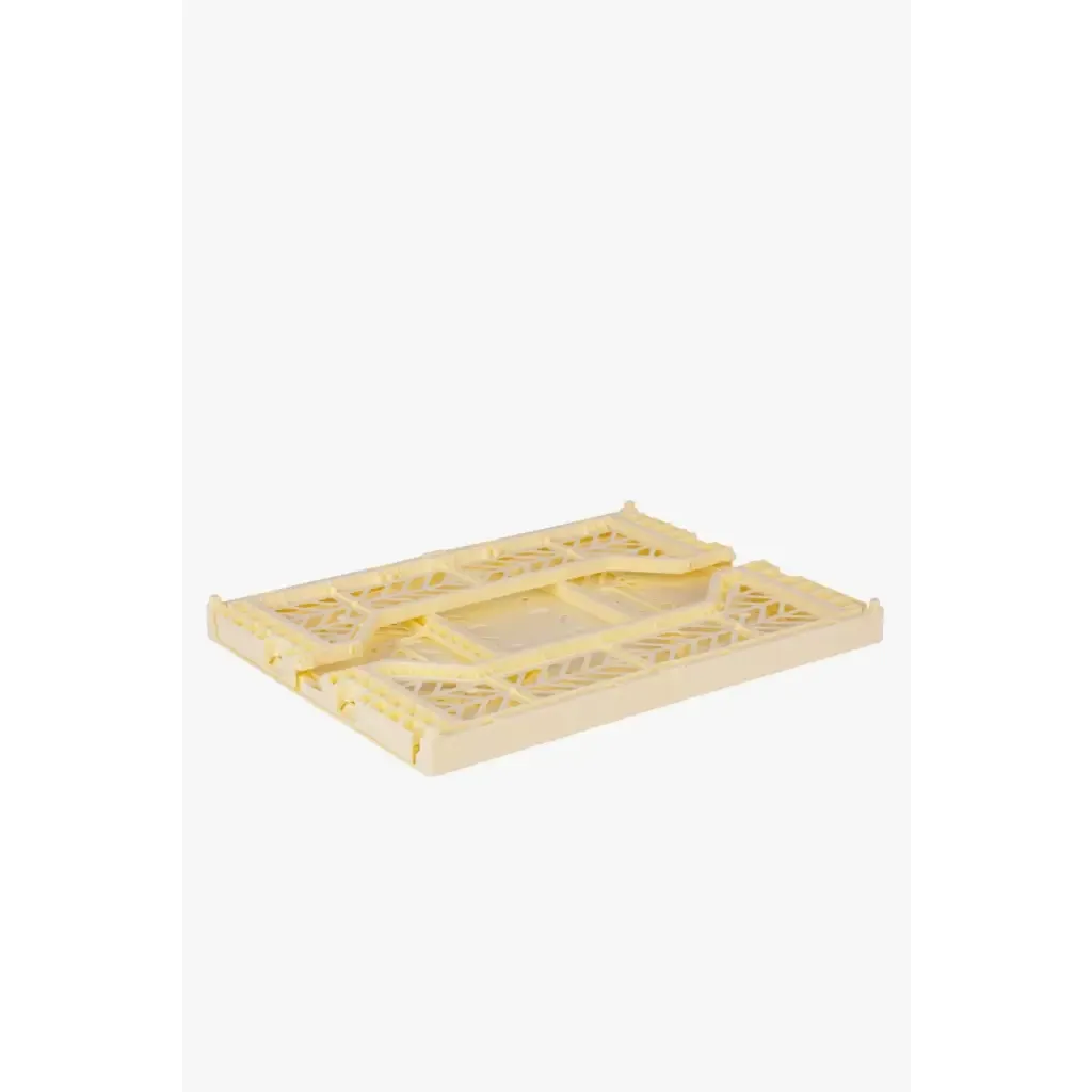 Foldable Storage Bins, Plastic Crate for Storage, Collapsible Crate, Utility Stackable Box Medium Cream