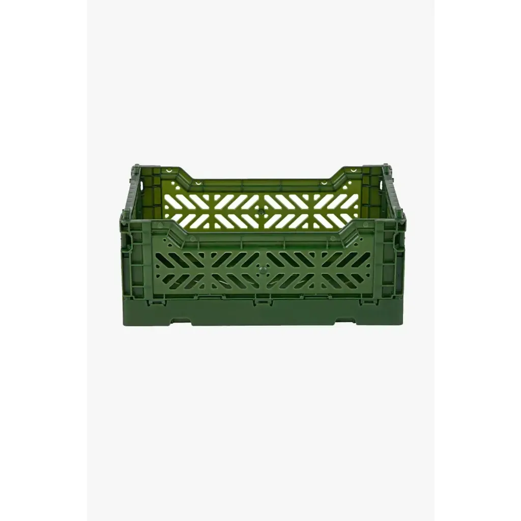 Foldable Storage Bins, Plastic Crate for Storage, Collapsible Crate, Utility Stackable Box Small Khaki