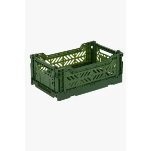 Foldable Storage Bins, Plastic Crate for Storage, Collapsible Crate, Utility Stackable Box Small Khaki
