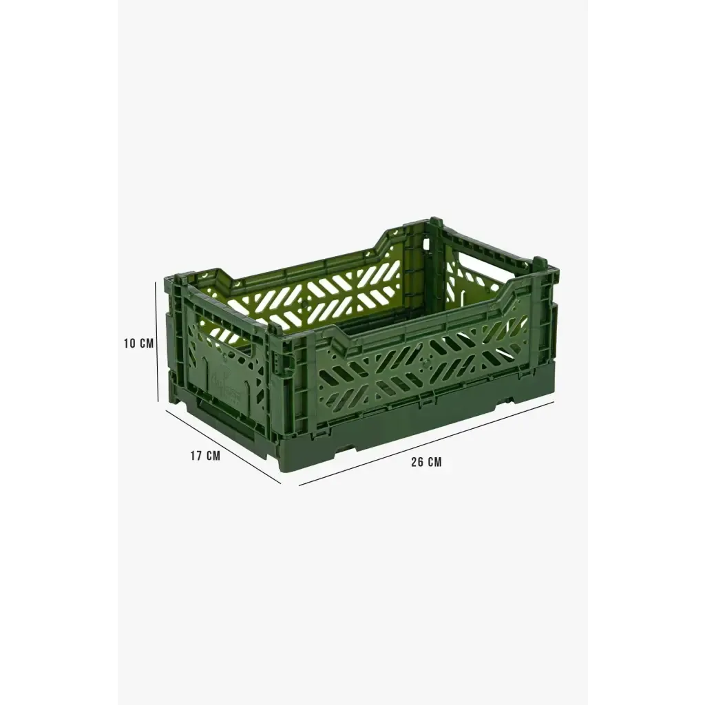 Foldable Storage Bins, Plastic Crate for Storage, Collapsible Crate, Utility Stackable Box Small Khaki