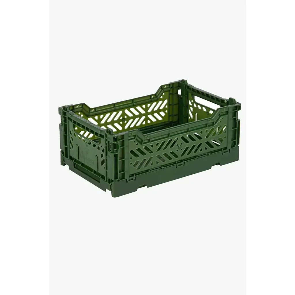 Foldable Storage Bins, Plastic Crate for Storage, Collapsible Crate, Utility Stackable Box Small Khaki