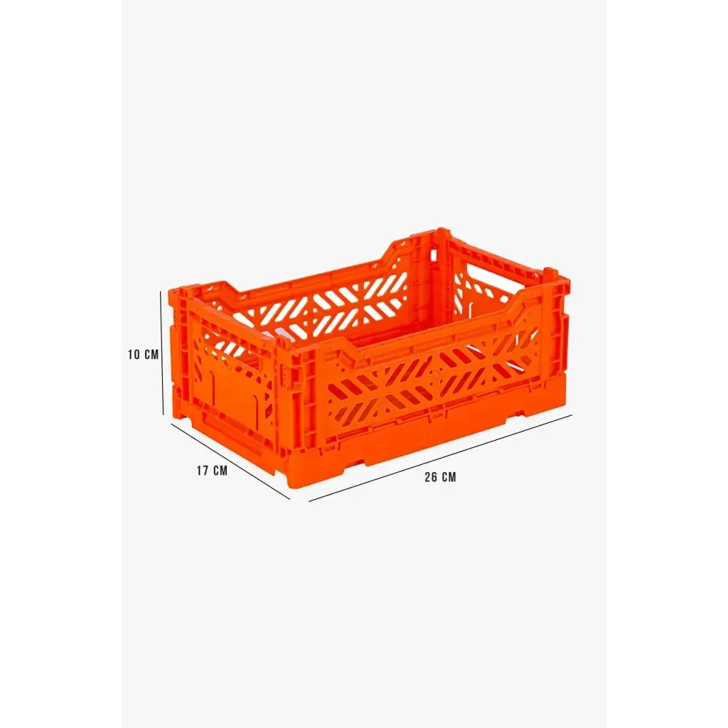 Foldable Storage Bins, Plastic Crate for Storage, Collapsible Crate, Utility Stackable Box Small Orange